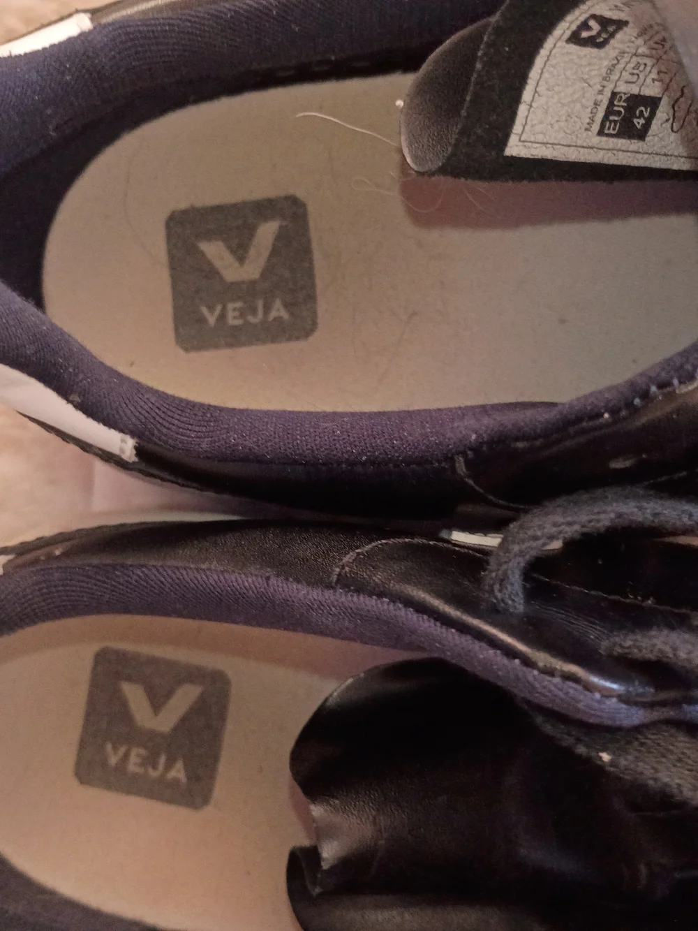 Veja Black and White V-10 Leather Sneakers
